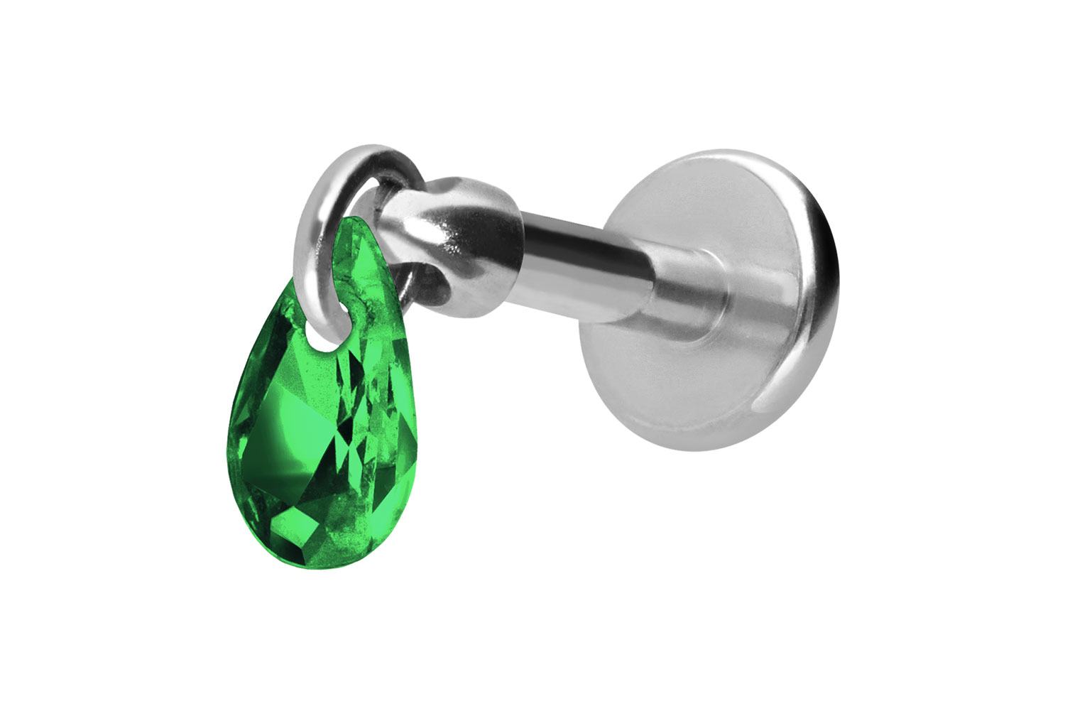 Titan Labret Piercing mit Innengewinde KRISTALLTROPFEN